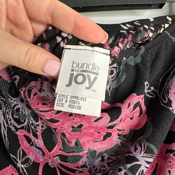 NWT Bundle of Joy Women's Vintage Black and Pink Floral‎ A-Line Skirt Size M - Picture 2 of 7